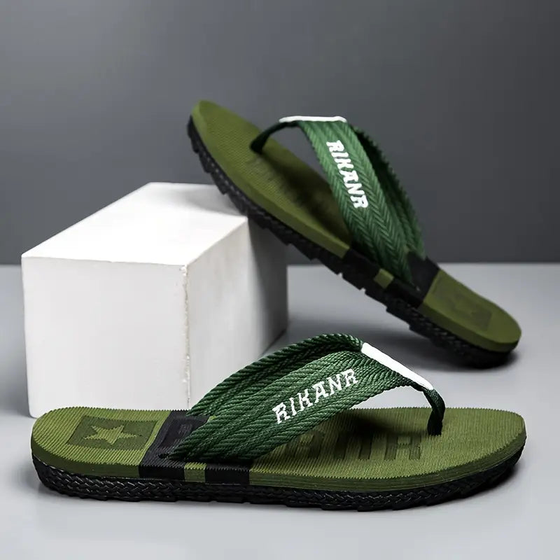 Men's Thong Sandals With Fabric Uppers, Casual Non Slip Flip-flops