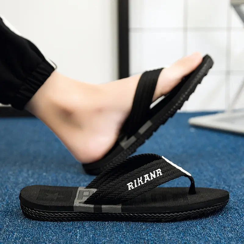 Men's Thong Sandals With Fabric Uppers, Casual Non Slip Flip-flops