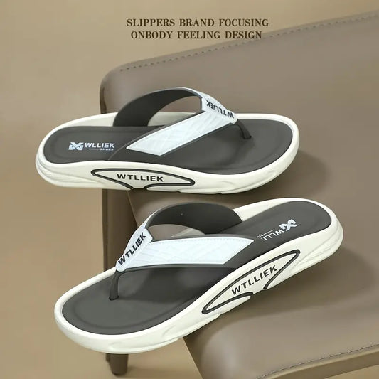 Men'S Black and White Slip-On Sandals - Non-Slip, Adjustable Strap Design, Comfortable