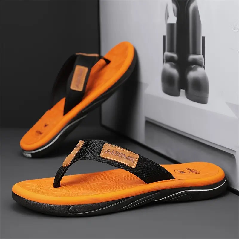 Men's Trendy Solid Colour Lightweight Flip Flops, Comfy Non Slip Casual Rubber Sole